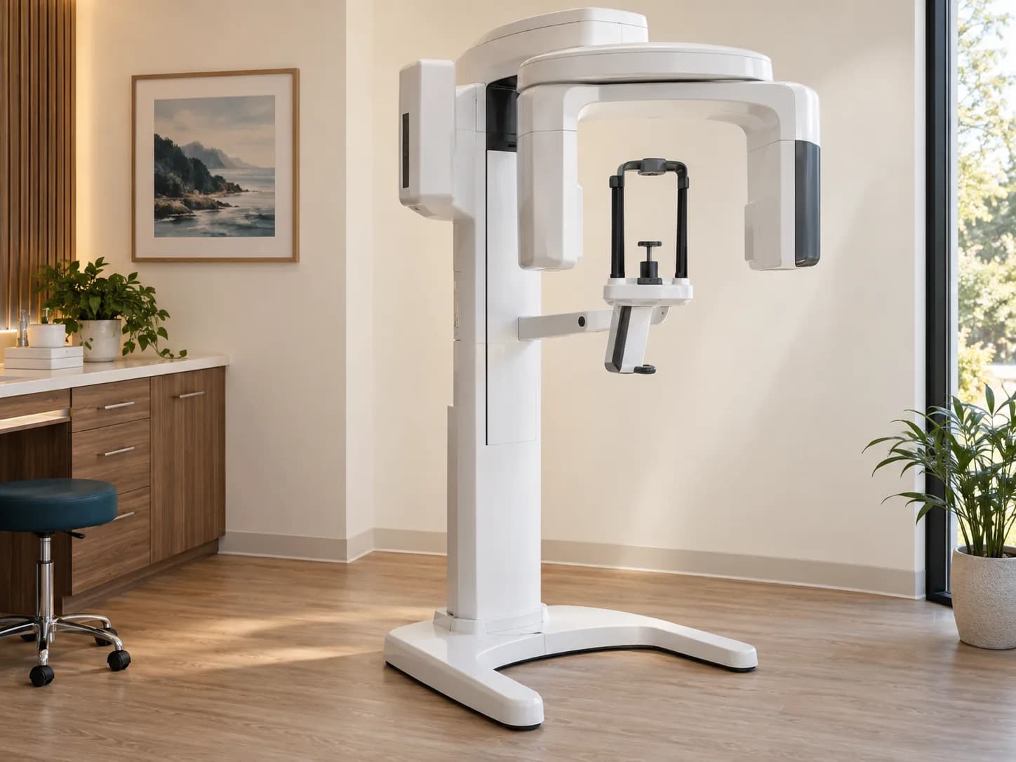 Illustration: dental CBCT scanner in a clinical setting.