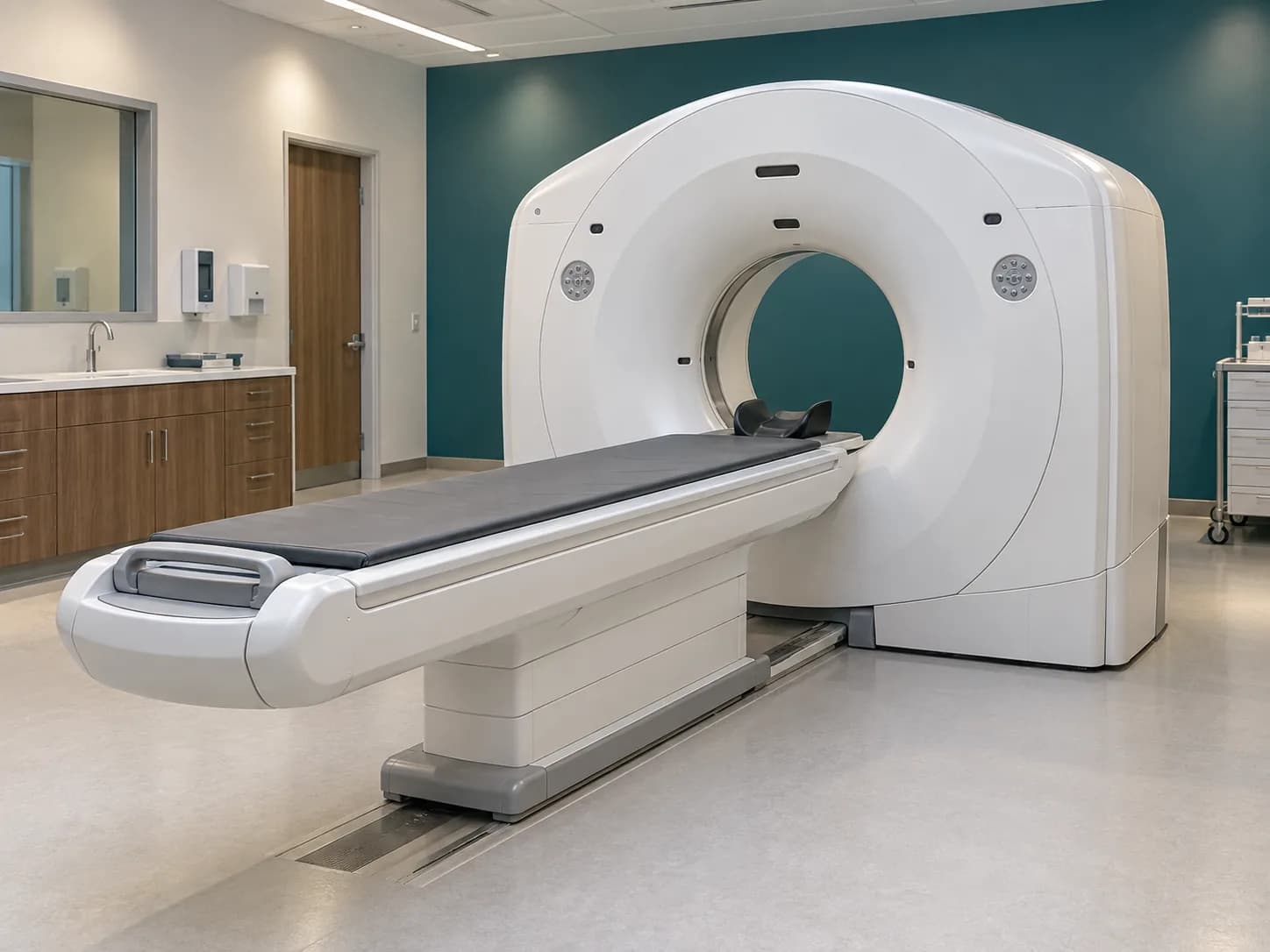 Illustration: CT imaging suite in a clinical setting.