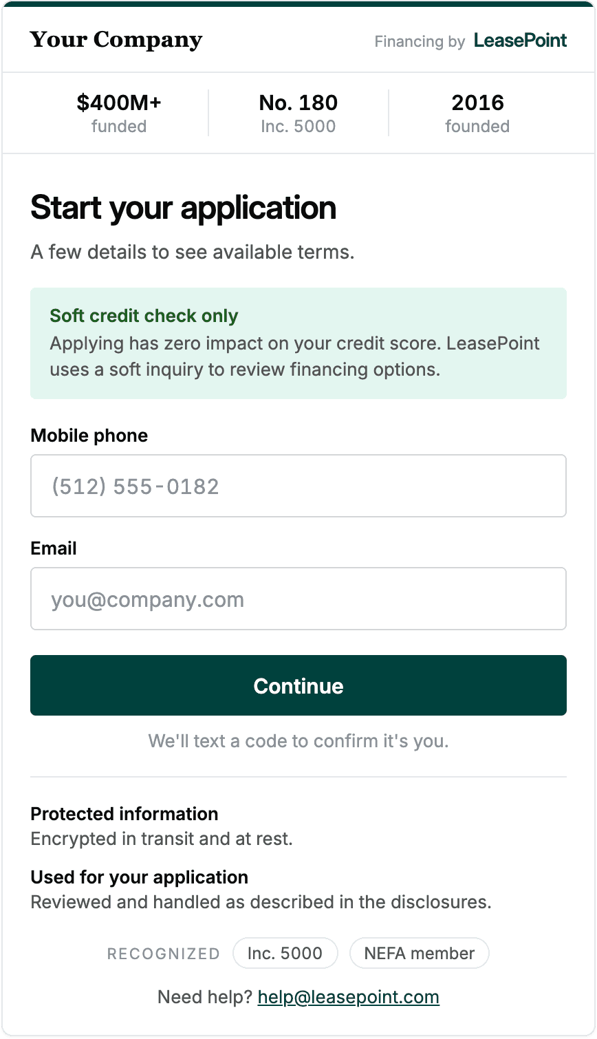 Apply demonstration showing the start of a buyer application